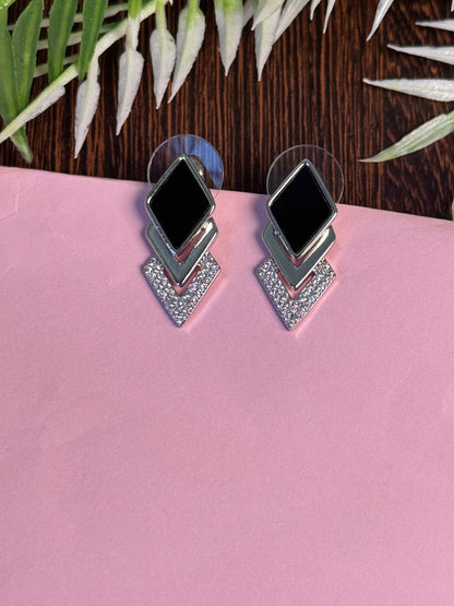 Geometric CZ Stone Drop Earrings