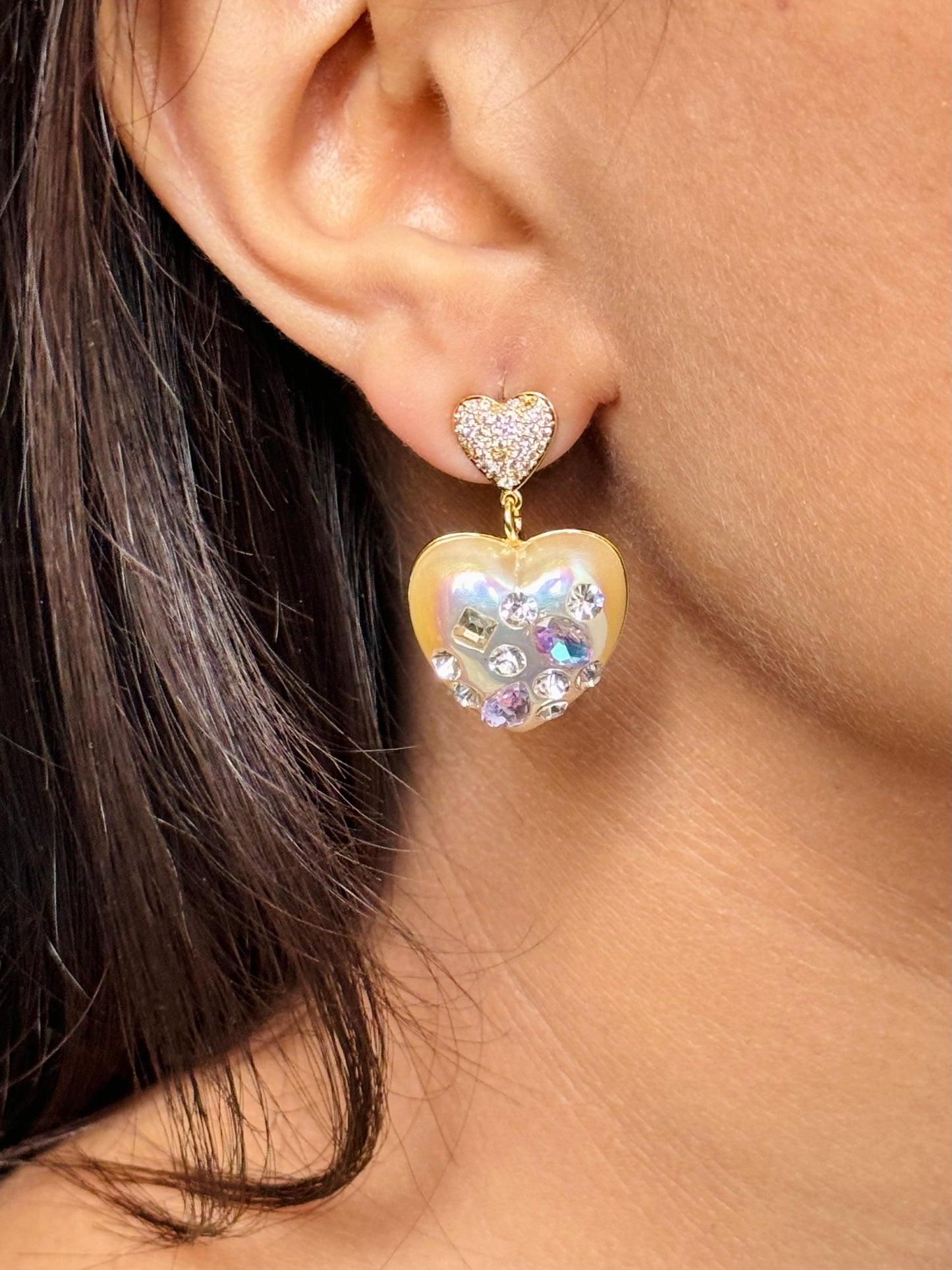 Radiant Heart CZ Dangle Earrings