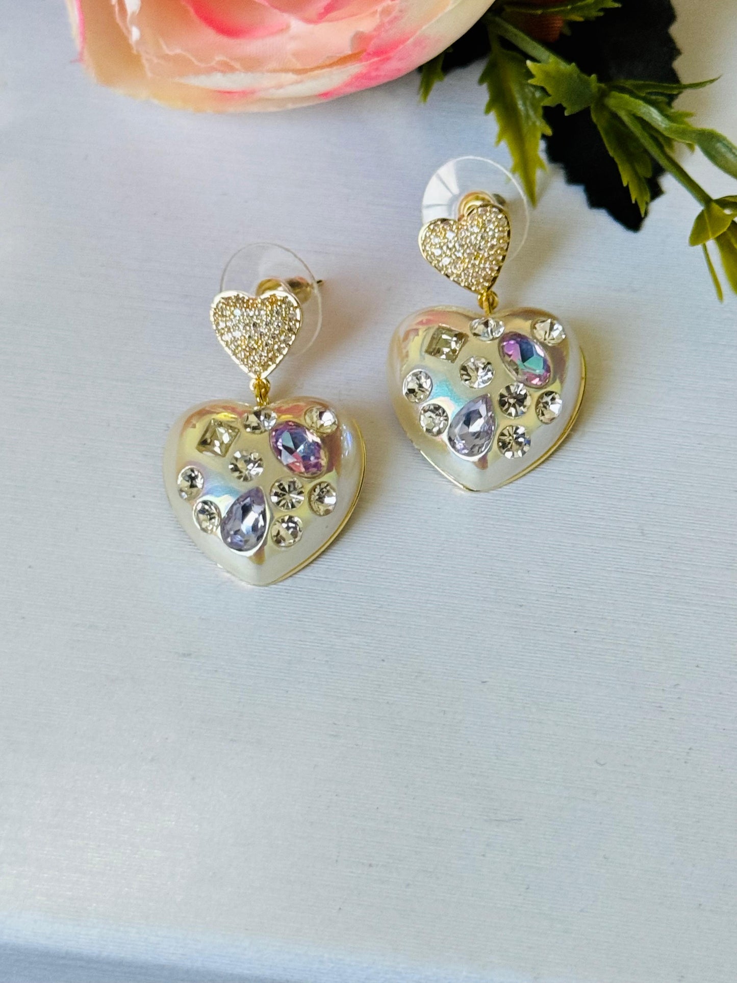 Radiant Heart CZ Dangle Earrings