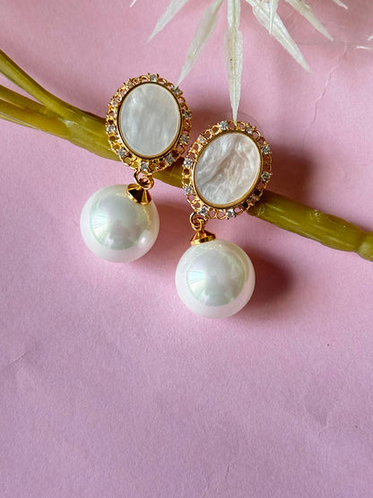 Luminous CZ Pearl Mother-of-Pearl Drop Earrings