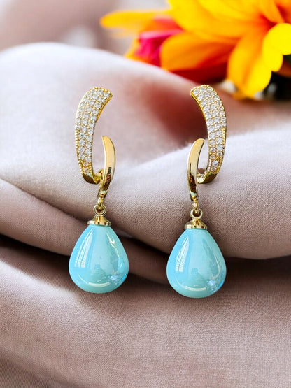 Elegant CZ Opal Drop Earrings