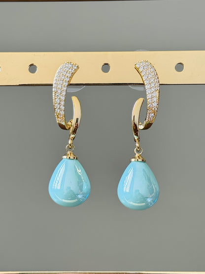 Elegant CZ Opal Drop Earrings