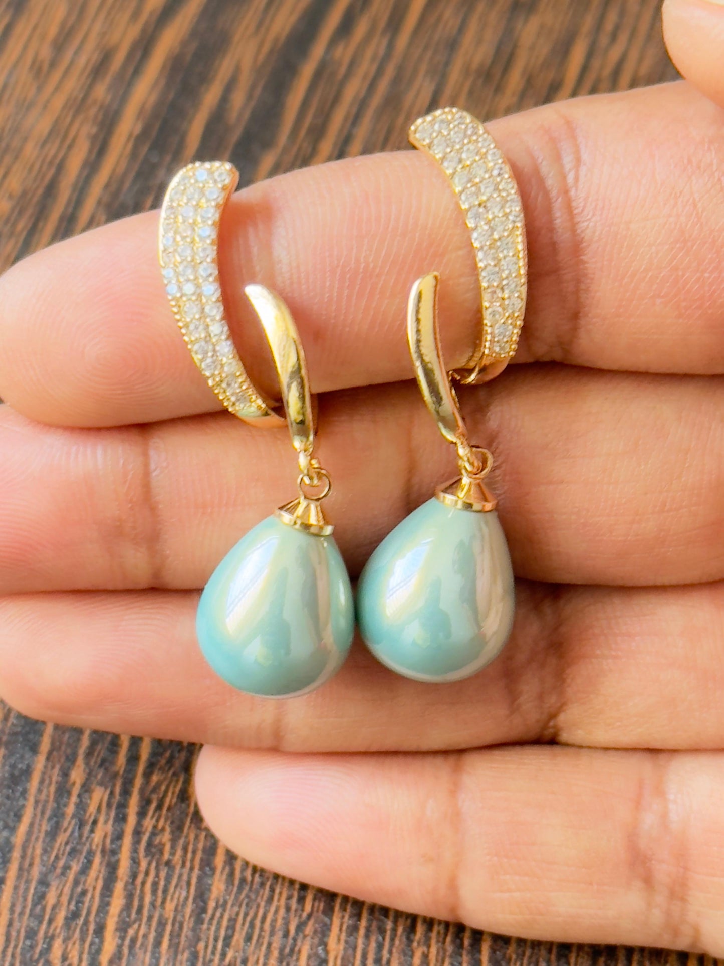 Elegant CZ Opal Drop Earrings