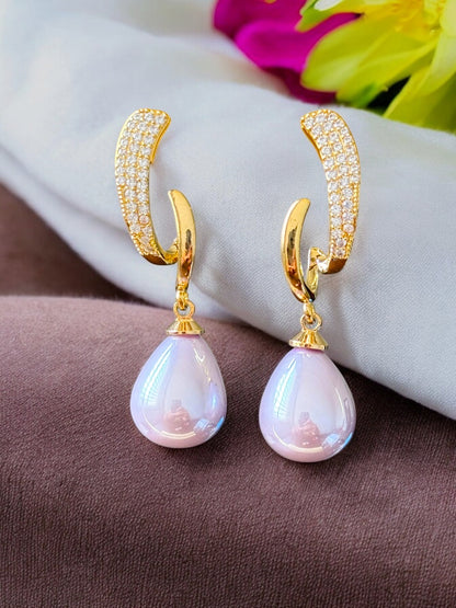 Elegant CZ Opal Drop Earrings