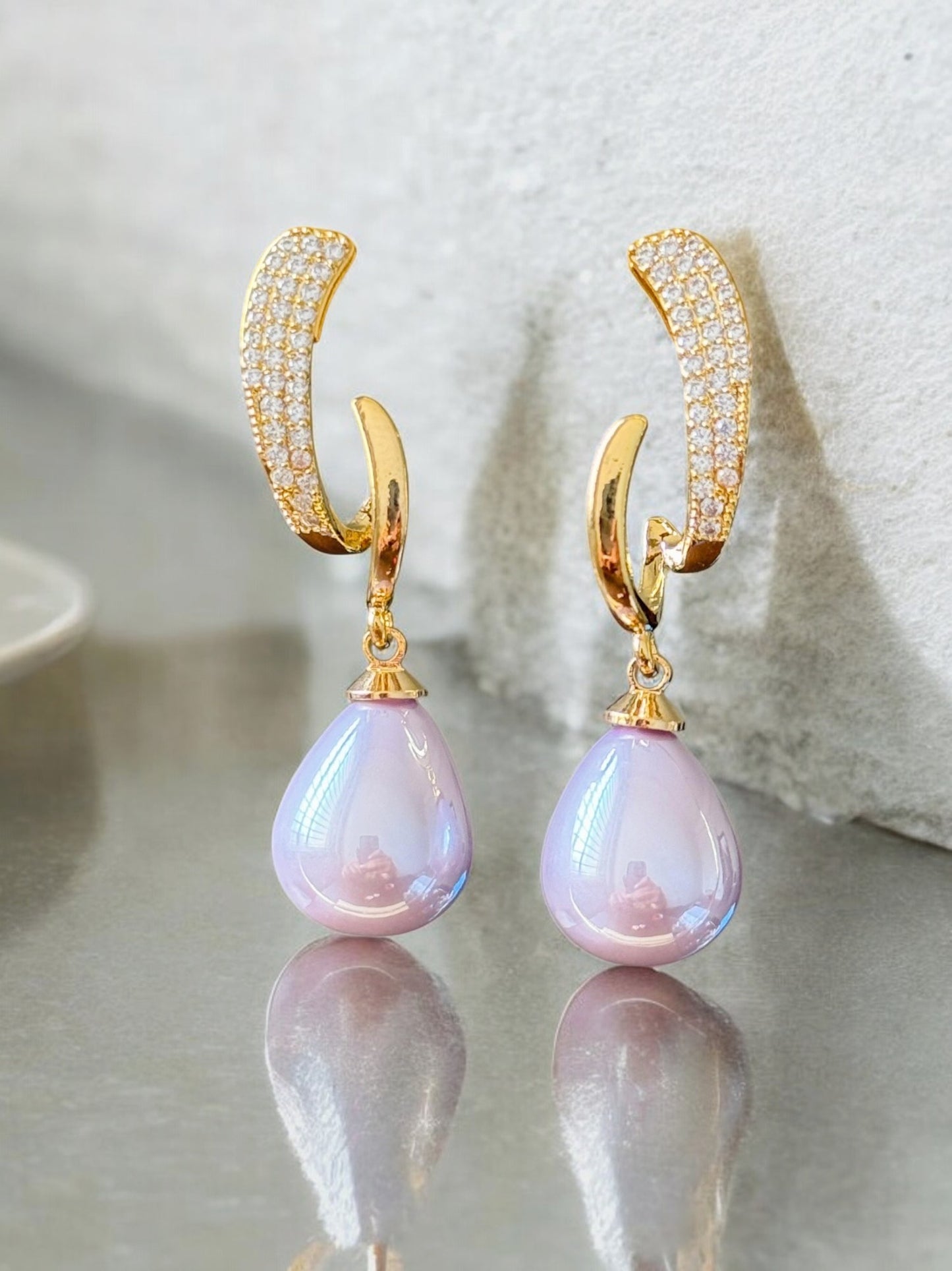 Elegant CZ Opal Drop Earrings