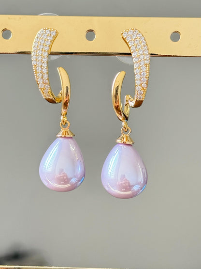 Elegant CZ Opal Drop Earrings