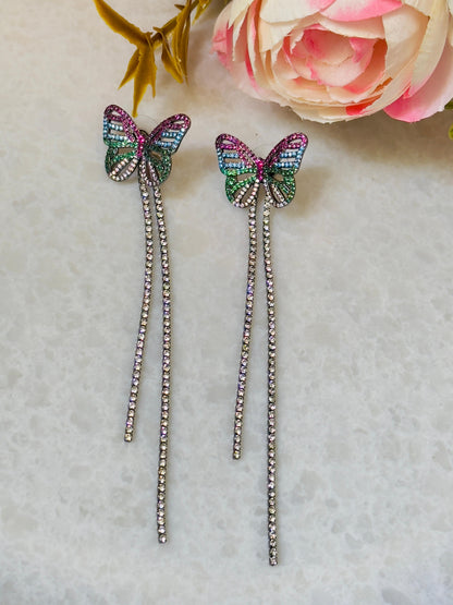 Radiant Flutter Dangle CZ Earrings