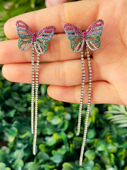 Radiant Flutter Dangle CZ Earrings