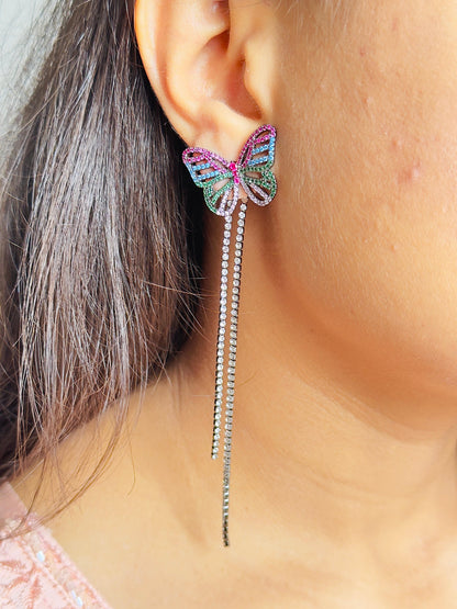 Radiant Flutter Dangle CZ Earrings