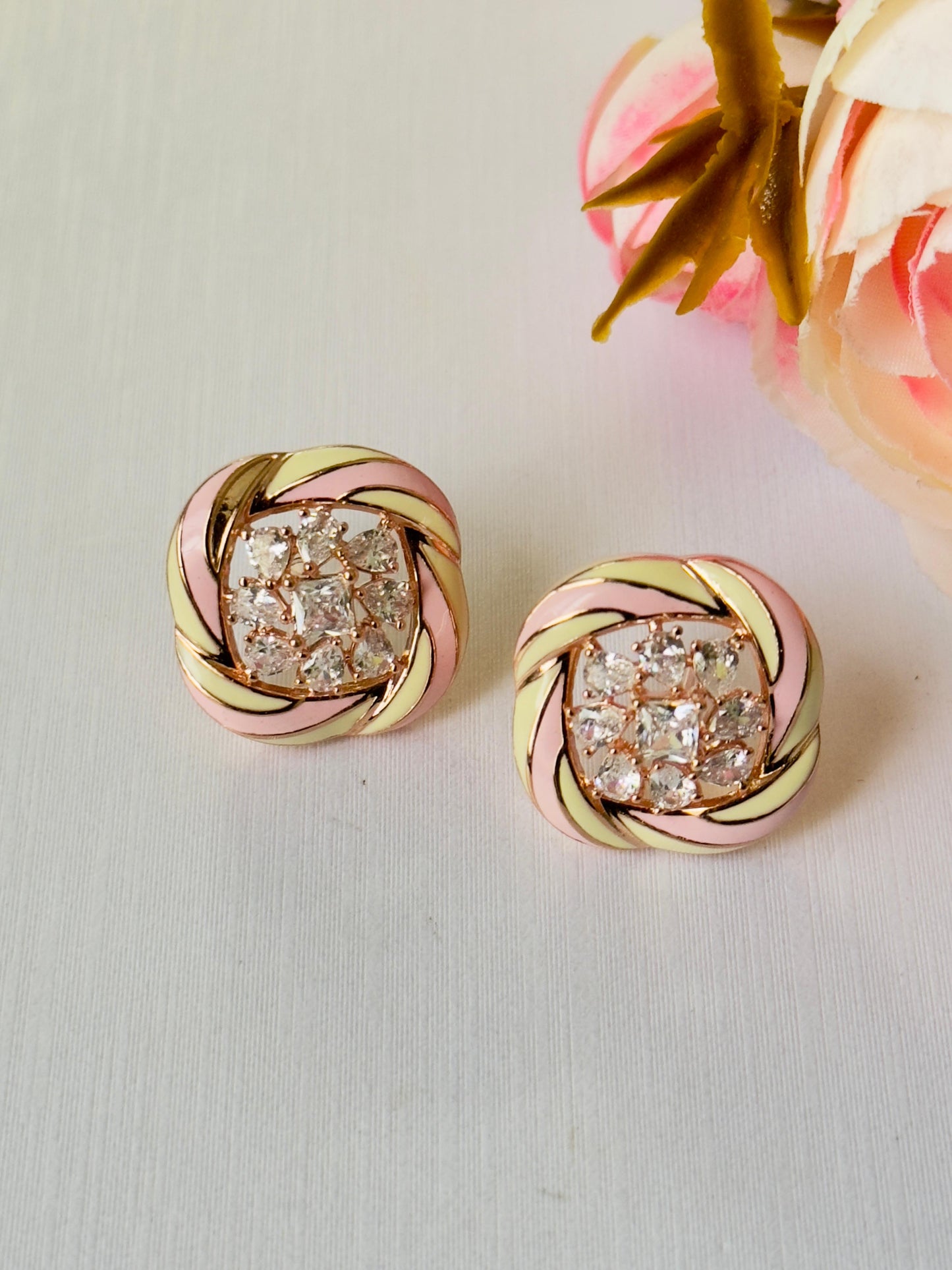 Elegant Meenakari CZ Stone Stud Earrings