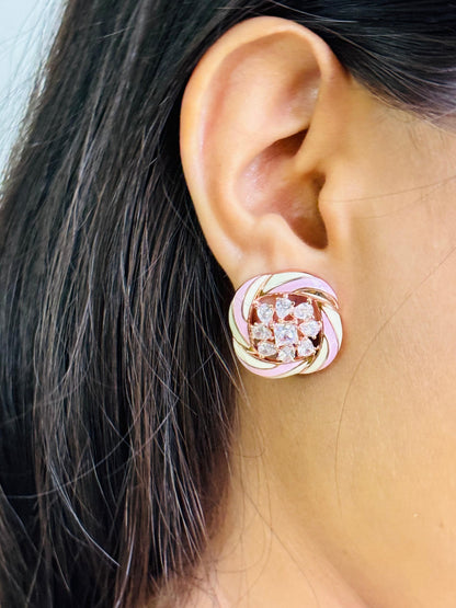 Elegant Meenakari CZ Stone Stud Earrings