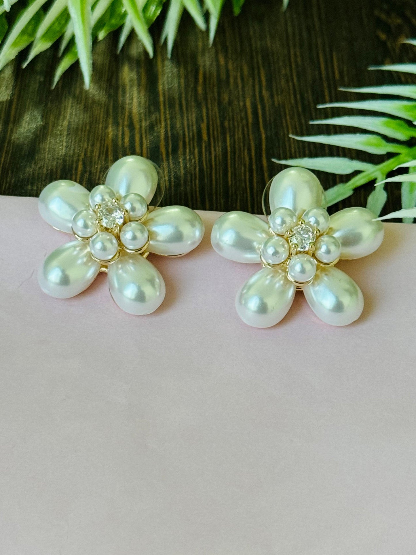 Petal-Perfect Faux Pearl Flower Earrings