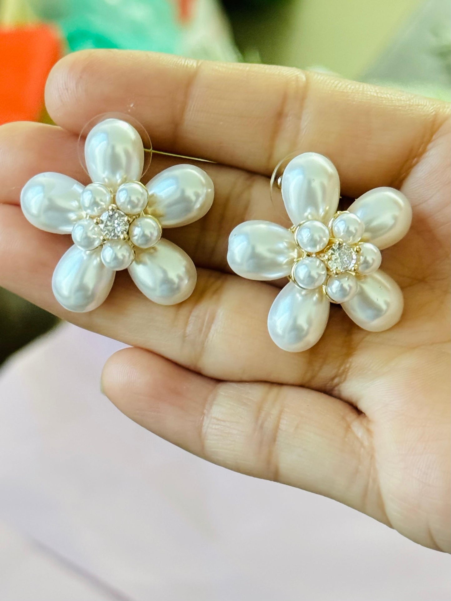 Petal-Perfect Faux Pearl Flower Earrings