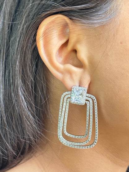 Dazzling Square Drop CZ Earrings