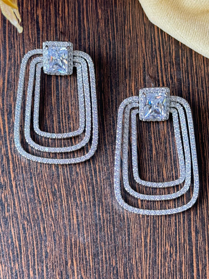 Dazzling Square Drop CZ Earrings