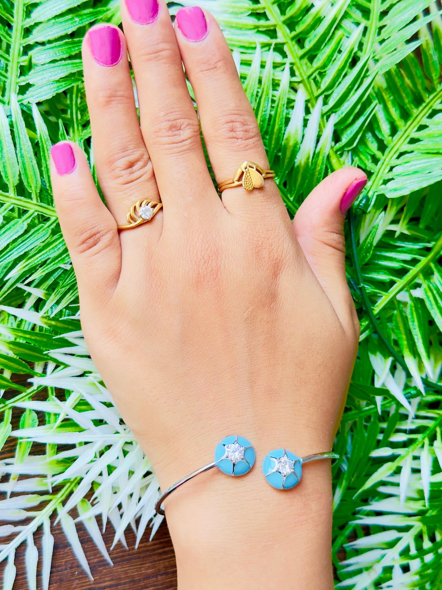 Azure Starburst Meenakari CZ Cuff Bracelet