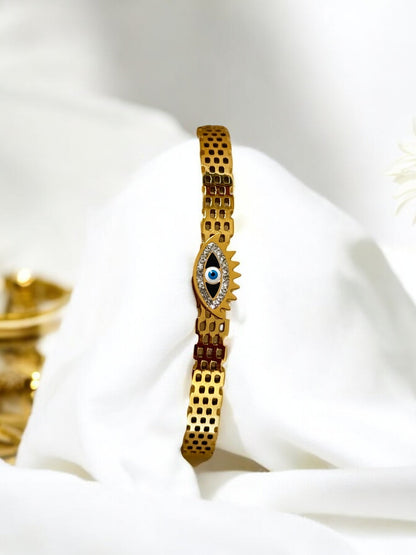 Evil-eye 18K Gold-plated kada Bracelet