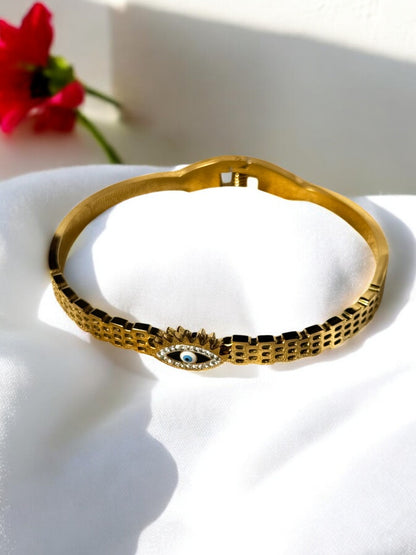 Evil-eye 18K Gold-plated kada Bracelet