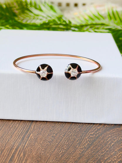 Black and Rose Gold Meenakari CZ Cuff Bracelet