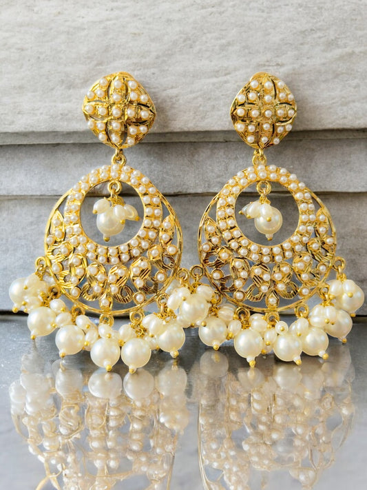 Kolar Pearl Chandbali Earrings