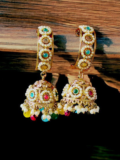 Rangoli Hoop Jhumka Earrings