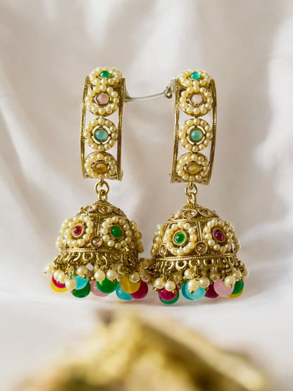 Rangoli Hoop Jhumka Earrings