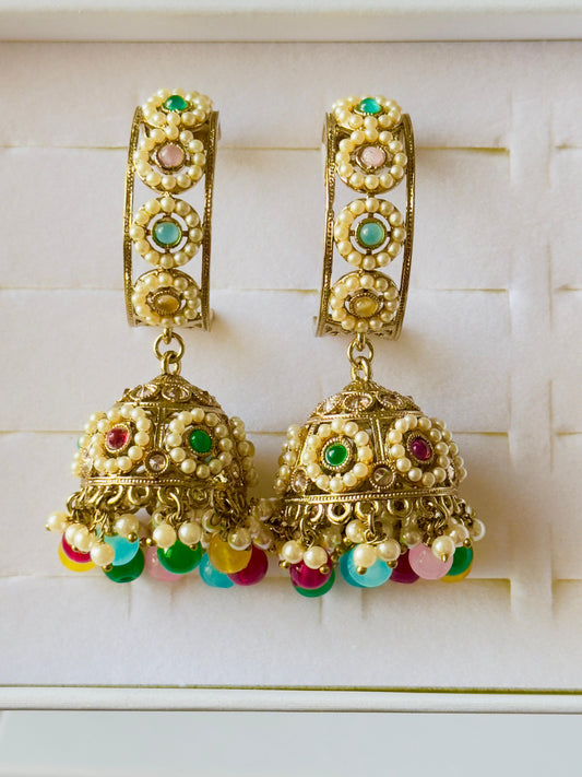 Rangoli Hoop Jhumka Earrings