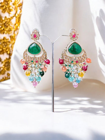 Royal Rajwadi Multi-Color Chandbali Earrings