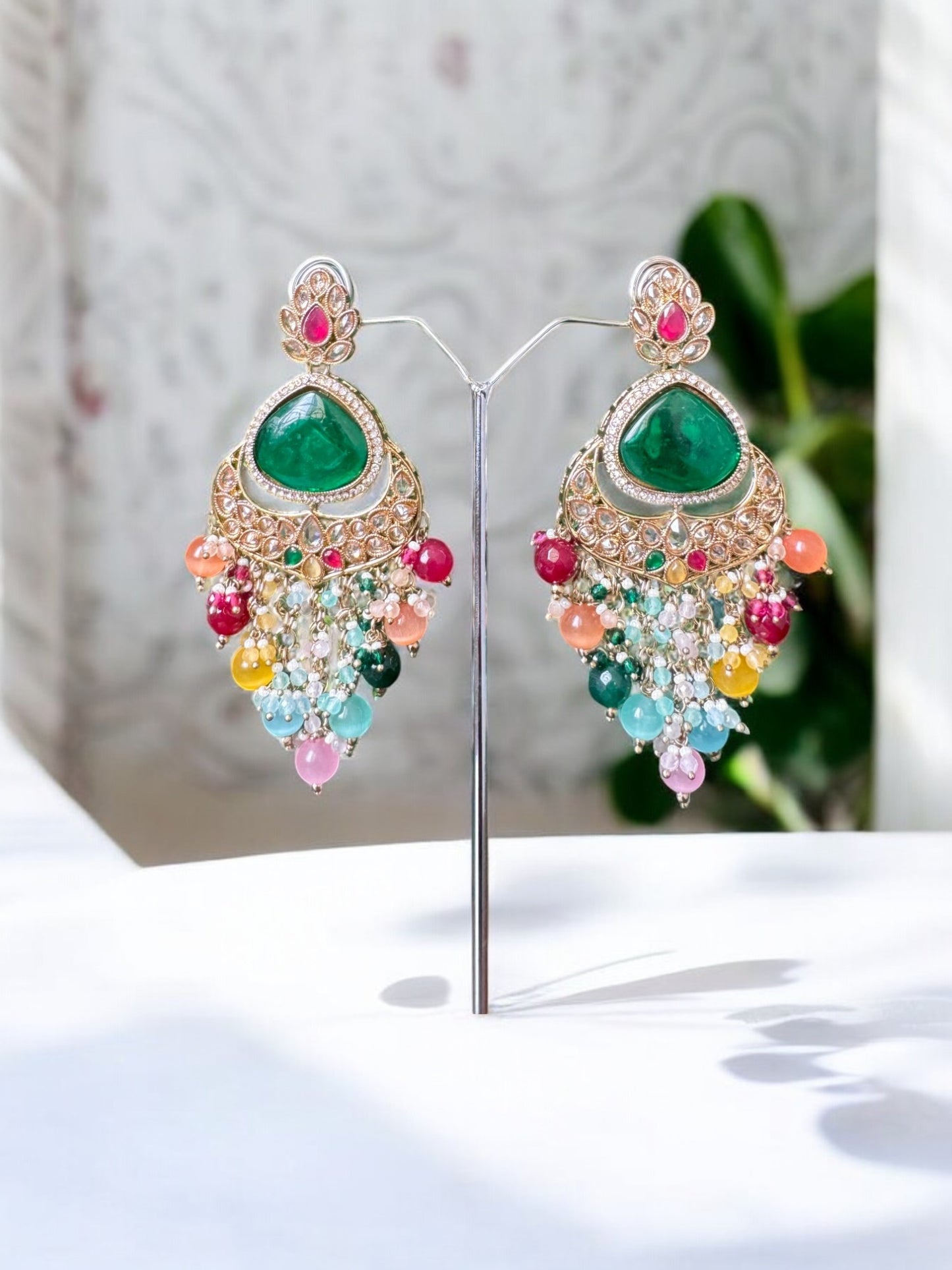 Royal Rajwadi Multi-Color Chandbali Earrings