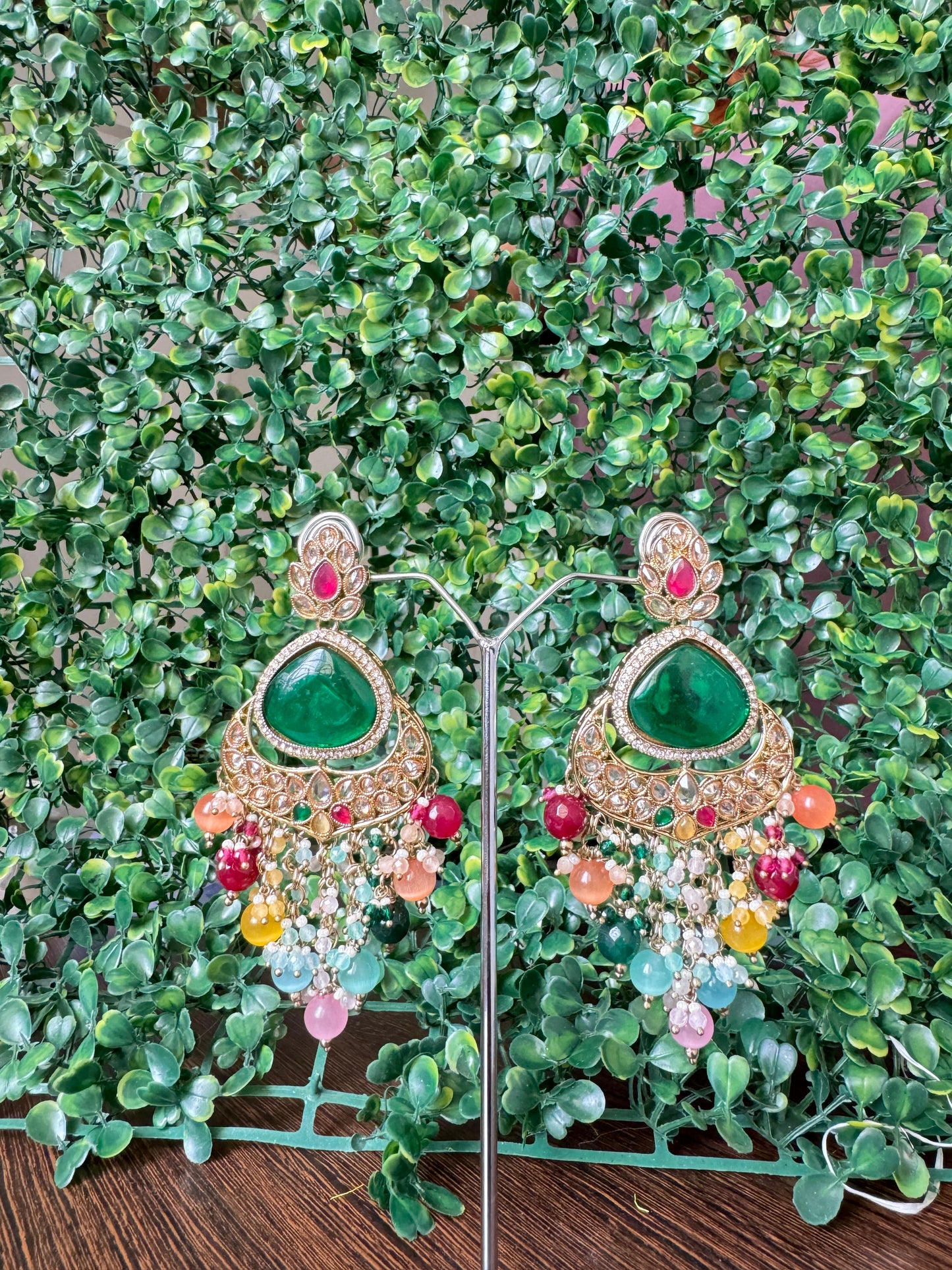 Royal Rajwadi Multi-Color Chandbali Earrings