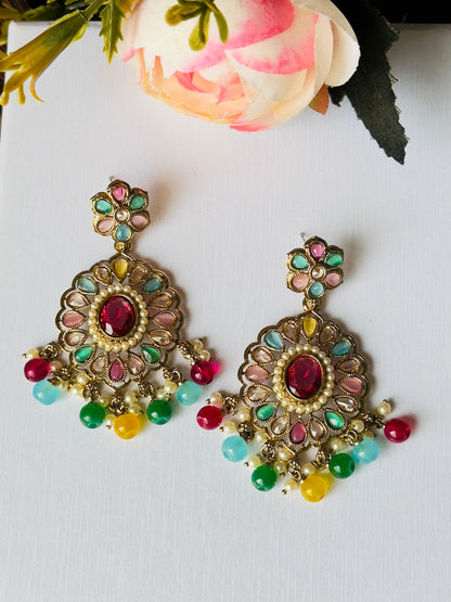 Multicolor Abhiri Chandbali Earrings