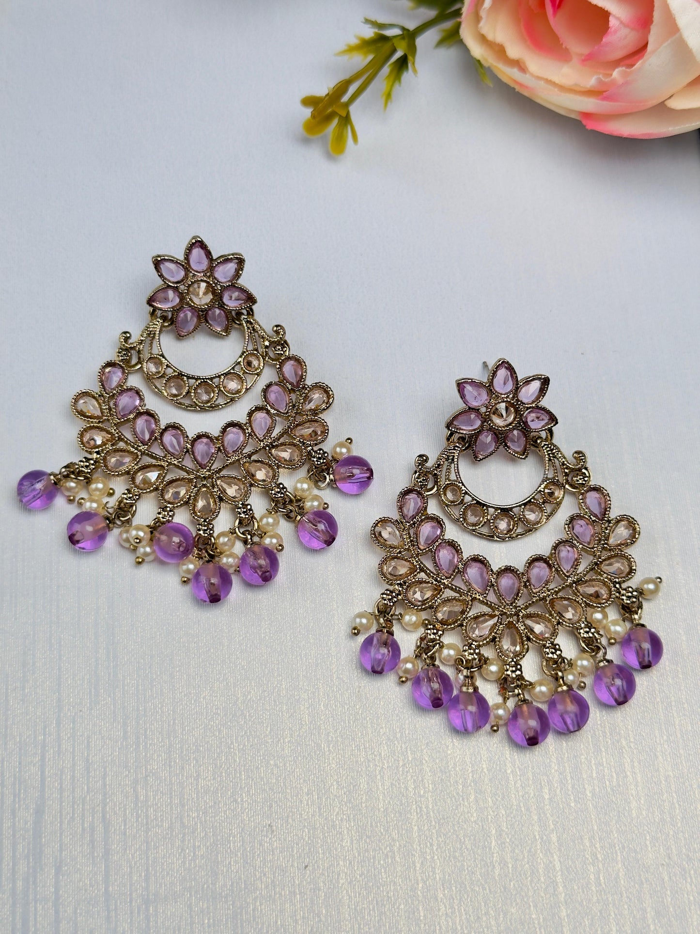 Lavender Gold Tara Chandelier Earrings