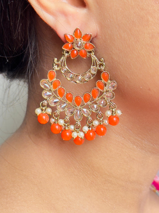 Orange and Gold Tara Chandelier Earrings