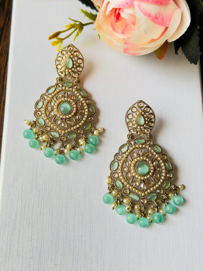 Mint Green Shosha Chandbali Earrings