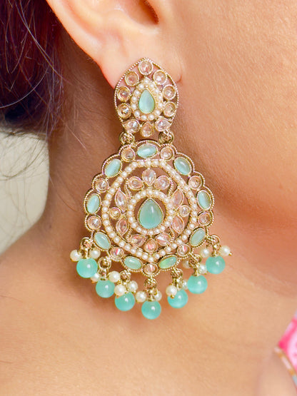 Mint Green Shosha Chandbali Earrings