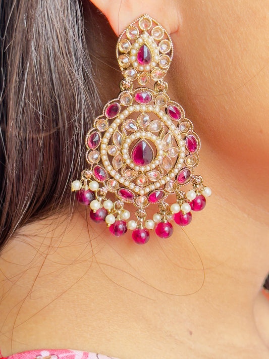 Purple Shosha Chandbali Earrings