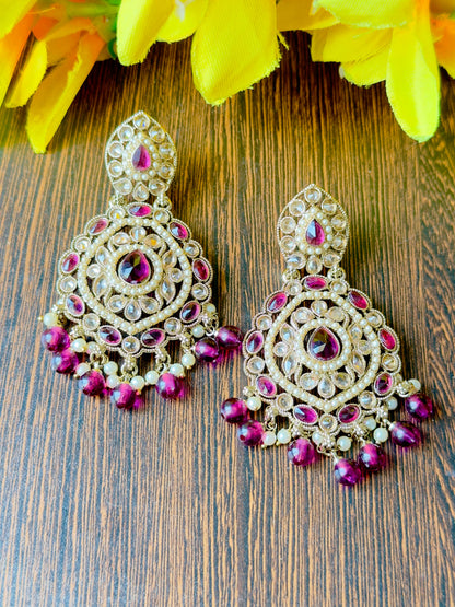 Purple Shosha Chandbali Earrings