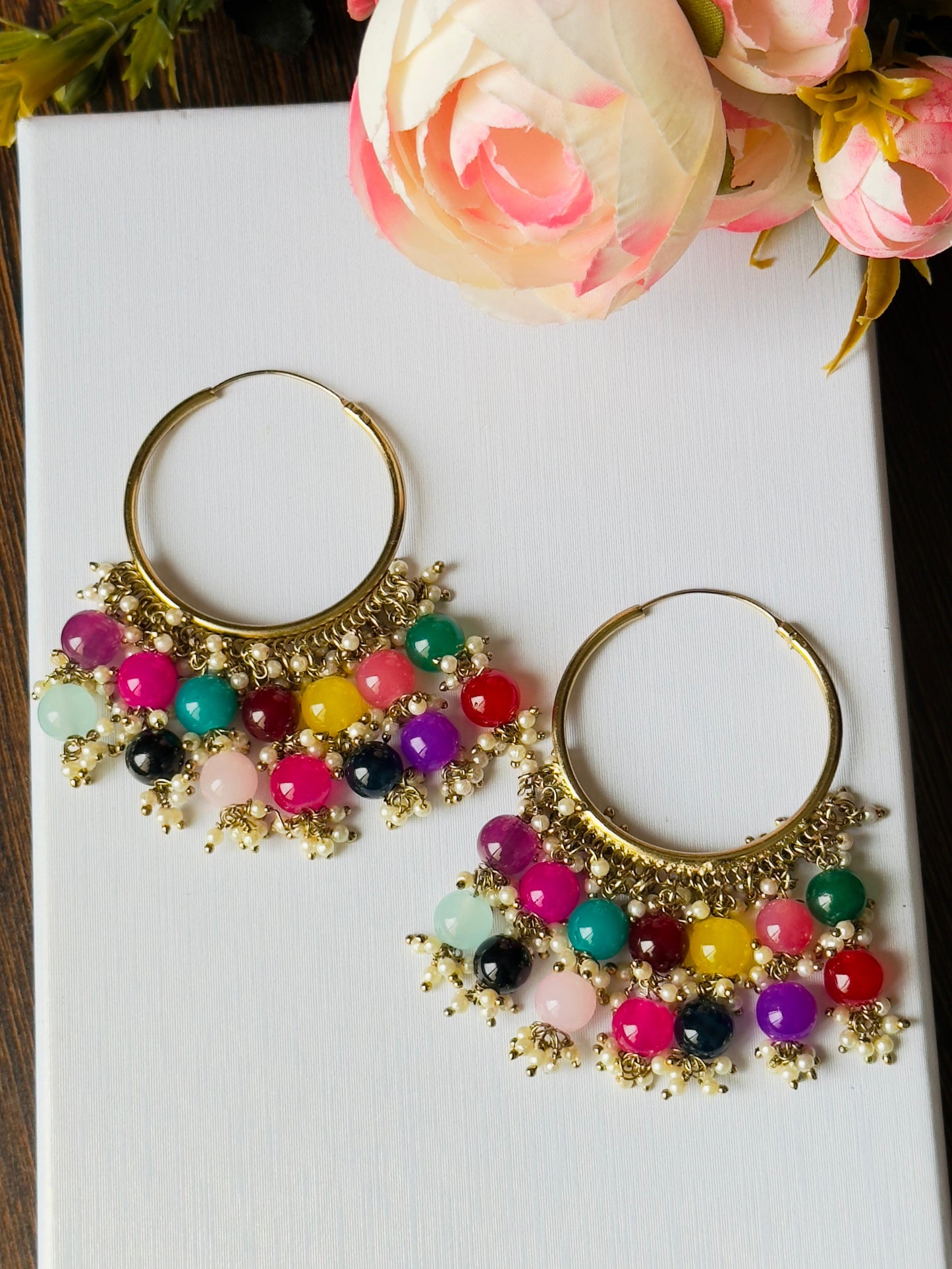 Chandani Beaded Hoop Jhumkas