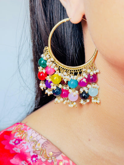 Chandani Beaded Hoop Jhumkas