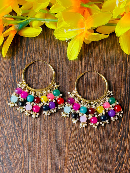 Chandani Beaded Hoop Jhumkas