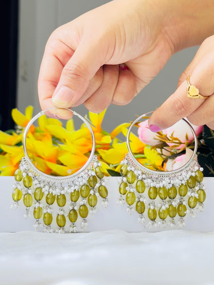 Mehendi Beaded Hoop Jhumka Earrings