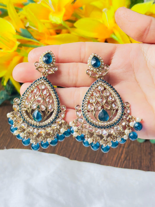 Blue Prati Traditional Jhumkas