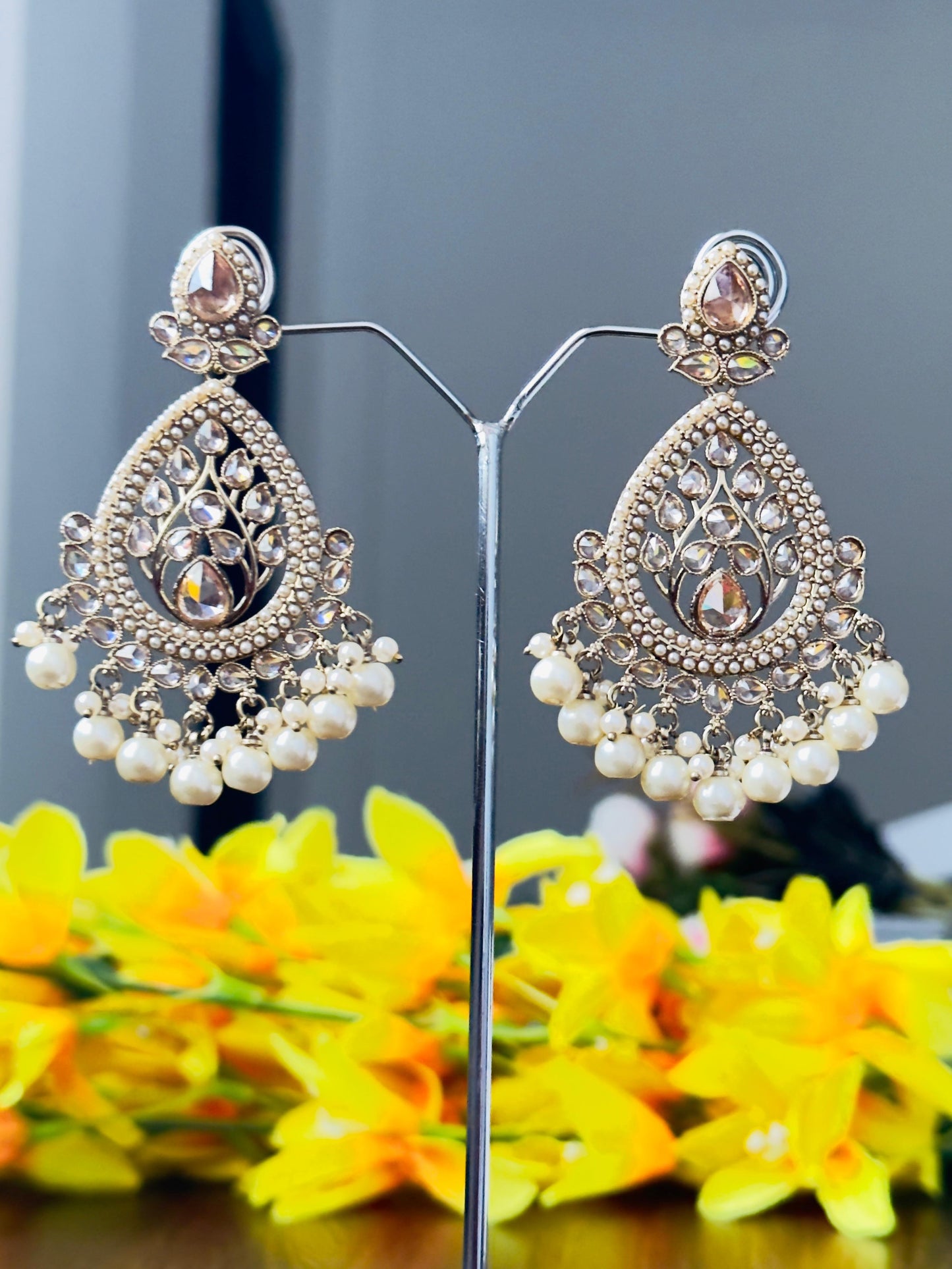 White Prati Tradition Jhumkas