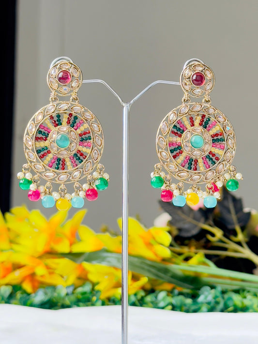 Krati Multicolor Round Drop Earrings