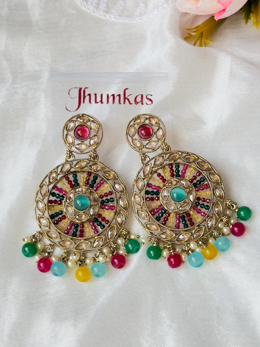 Krati Multicolor Round Drop Earrings