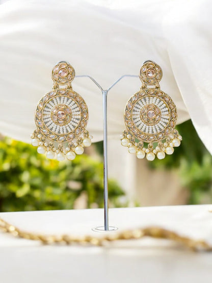 White Krati Round Drop Earrings