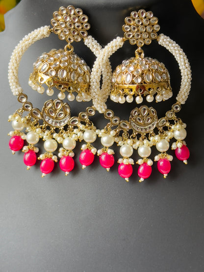 Royal Pearl Crescent Jhumkas