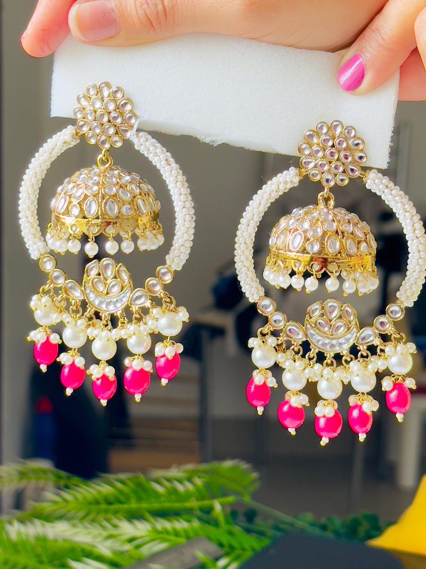 Royal Pearl Crescent Jhumkas