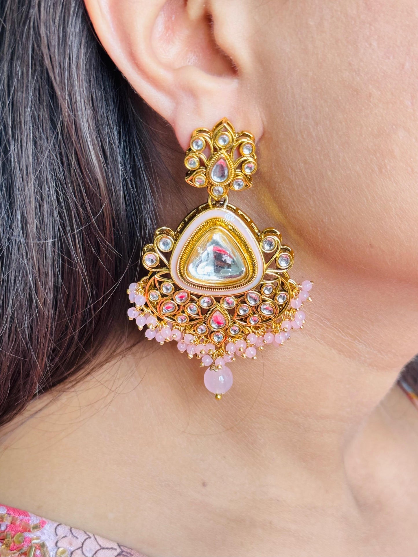 Majestic Kundan Meenakari Multicolor Chandbali Earrings