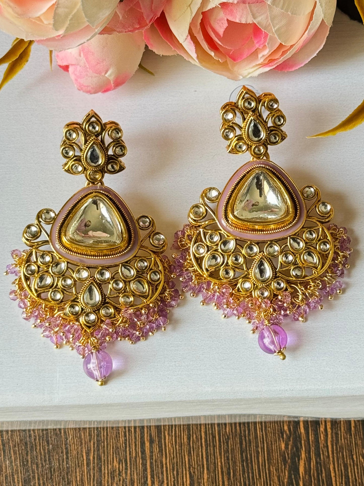 Majestic Kundan Meenakari Multicolor Chandbali Earrings